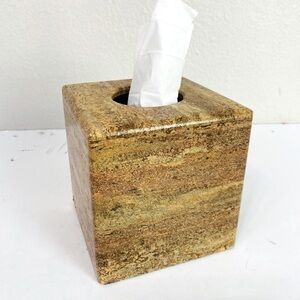 Waterstone Hand Crafted Travertine Marble Tissue Cover 6” x 6”